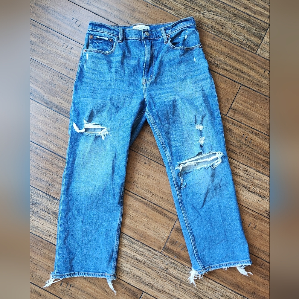 Abercrombie & Fitch Blue Distressed Ankle Jeans